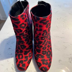 Just Fab Red Leopard Booties